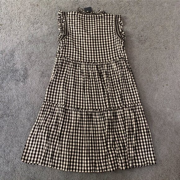NWT CROWN & IVY BLACK & WHITE GINGHAM TIERED DRESS - SIZE L - Picture 3 of 7